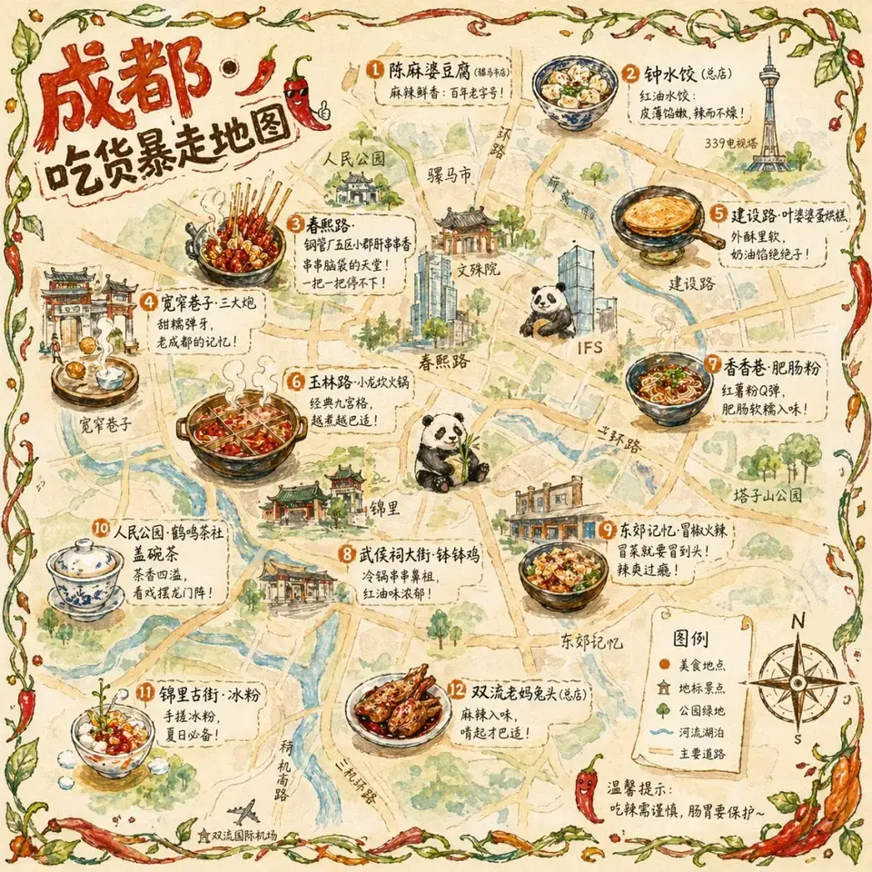 成都吃货暴走手绘美食地图